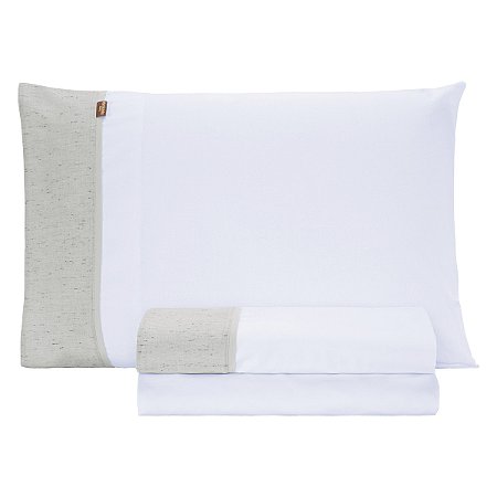 Jogo De Lençol Em Linho Cinza 3Pçs Menina Menino Batistela