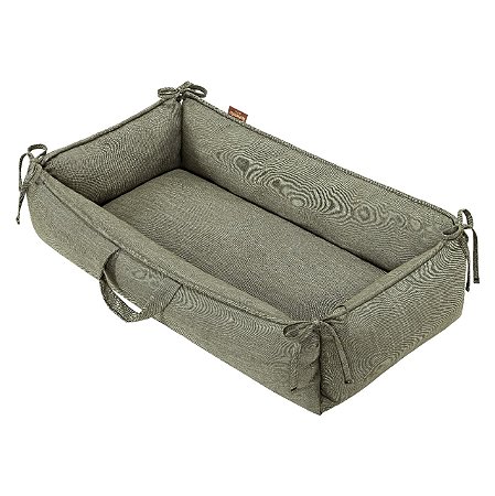 Ninho Redutor de Berço Em Linho Verde Musgo Batistela Baby