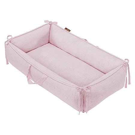 Ninho Redutor de Berço Em Linho Rosa Mescla Batistela Baby