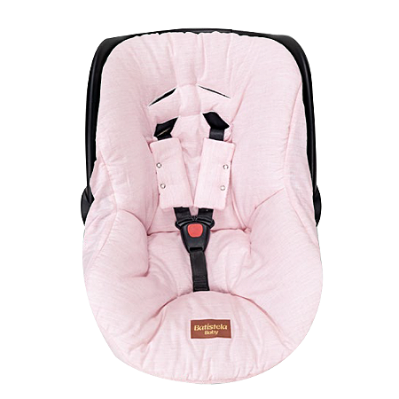 Capa para Bebê Conforto Linho Rosa Mescla Batistela Baby