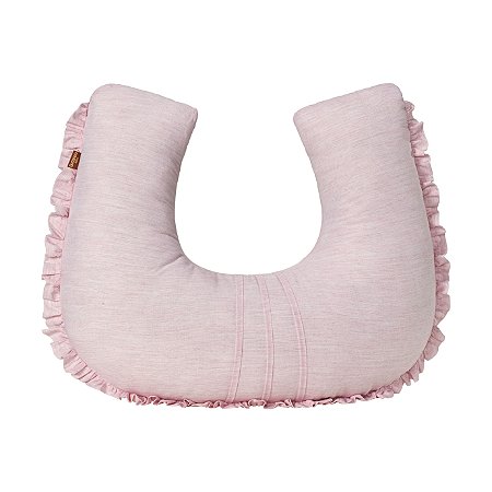 Almofada Amamentação Apoio de Amamentar Linho Rosa Mescla