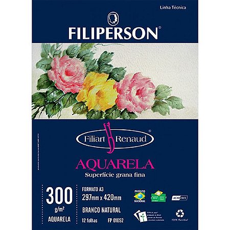 Bloco Filiperson Renaud Aquarela A3 300g