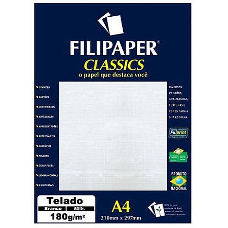 Papel Telado Branco 180g 20 Folhas