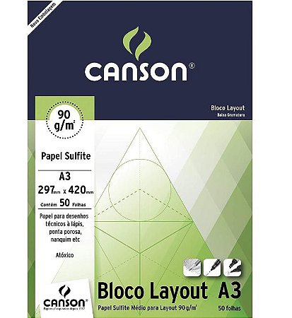 Bloco Canson Layout 90g A3 50 Folhas