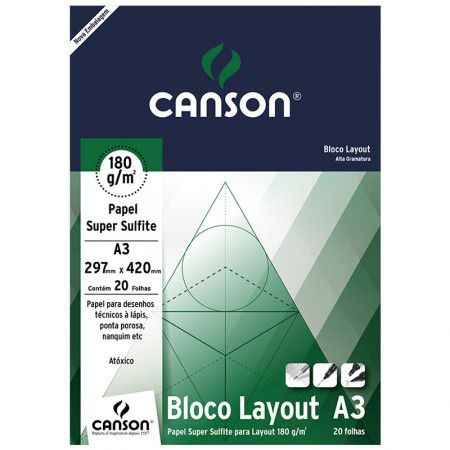 Bloco Canson Layout 180g A3 20 Folhas