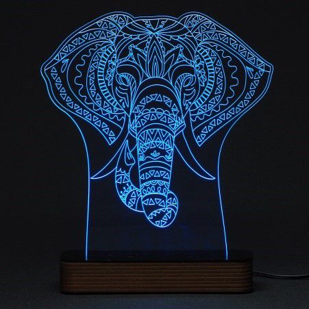 Elefante Indiano - Luminária Acrílico e Led