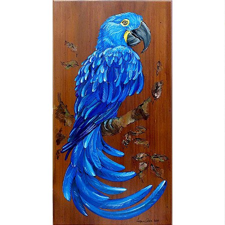 Arara-azul - arte em madeira Bio & Mãe Terra