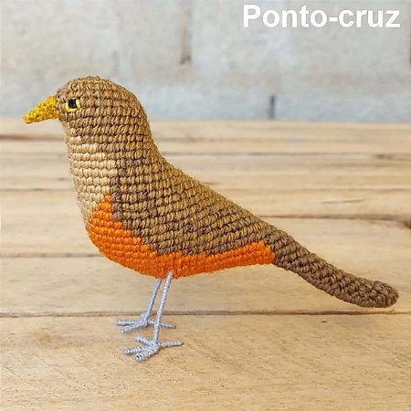Sabiá-laranjeira - miniatura Pássaros Caparaó ponto-cruz