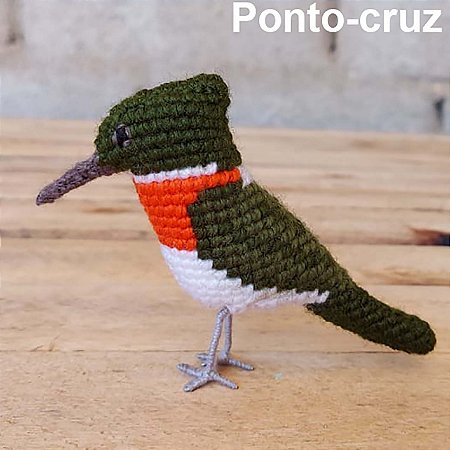Martim-pescador-verde - miniatura Pássaros Caparaó ponto-cruz