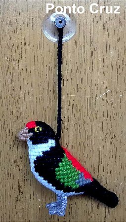 Tangarazinho - miniatura com ventosa Pássaros Caparaó ponto-cruz
