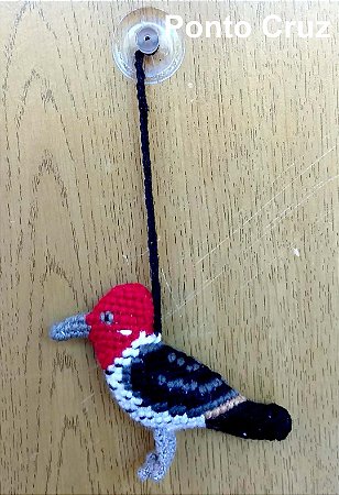 Pica-pau-rei - miniatura com ventosa Pássaros Caparaó ponto-cruz