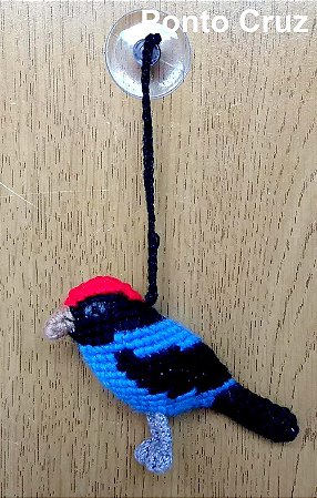 Tangará - miniatura com ventosa Pássaros Caparaó ponto-cruz