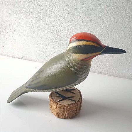 Pica-pau-dourado - Miniatura madeira Valdeir José