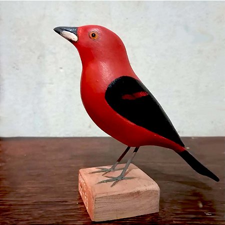 Tiê-sangue - Miniatura madeira Valdeir José