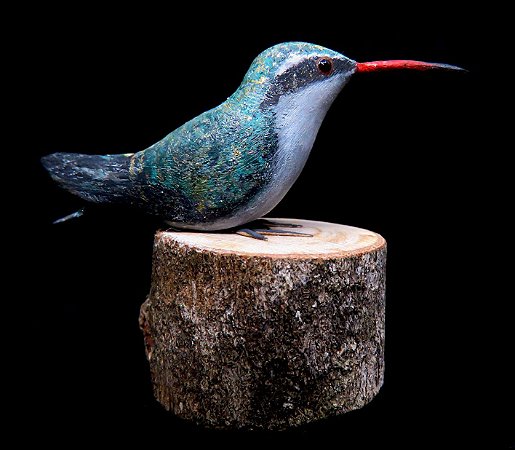 Besourinho-de-bico-vermelho - Miniatura em madeira Valdeir José