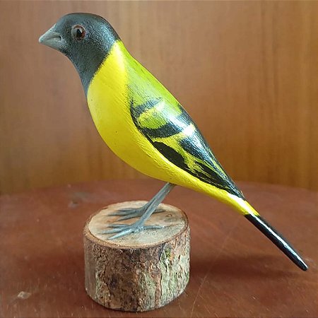 Pintassilgo - Miniatura em madeira Valdeir José