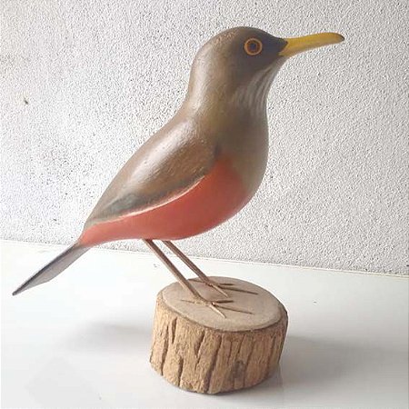 Sabiá-laranjeira - Miniatura em madeira Valdeir José