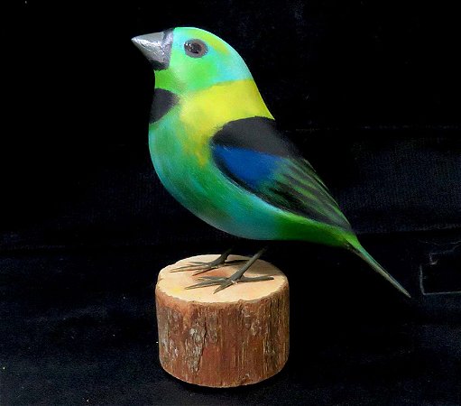 Saíra-sete-cores - Miniatura em madeira Valdeir José