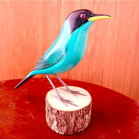 Saí-verde - Miniatura em madeira Valdeir José