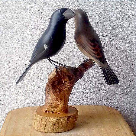 Bicudo casal - Miniatura madeira Valdeir José