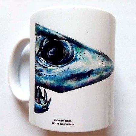 Tubarão-Mako - caneca de porcelana Cris Gardim