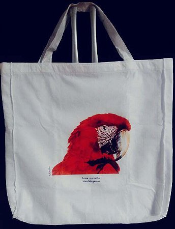 Arara-Vermelha - sacola de pano Cris Gardim