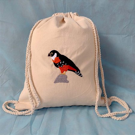 bolsa de pano, bolsa bordada, sacola bordada, sacola de pano, mochila - A  Loja dos Passarinhos