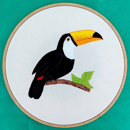 Tucanuçu - Bordado a Mão em Bastidor - Pássaros Caparaó