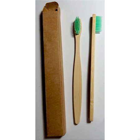 Escova dental biodegradável haste de bambu - VERDE