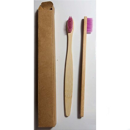 Escova dental biodegradável haste de bambu - LILÁS