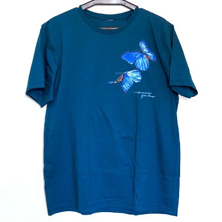 Borboleta Morpho - Camiseta Gustavo Marigo - azul-petróleo - XGG