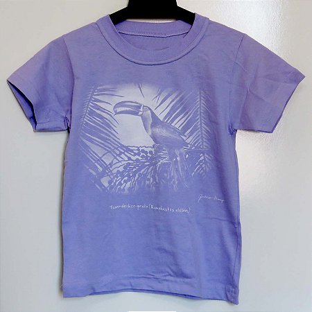 Tucano-de-bico-preto - Camiseta infantil Gustavo Marigo - lilás - 6 anos