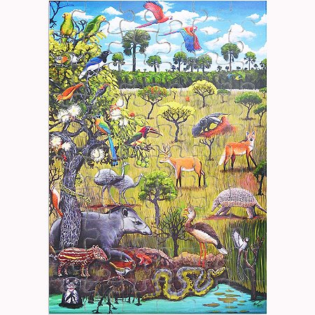 Animais do Cerrado - quebra-cabeça 60 peças Fernando Igor