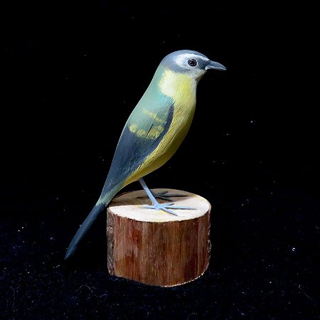 Bico-chato-de-orelha-preta - Miniatura madeira Valdeir José