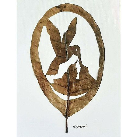 Ninho de beija-flores - arte orgânica em folha de cajueiro Regiane Bassani