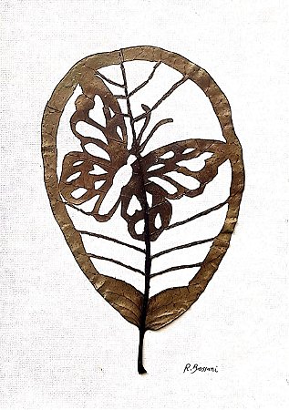 Borboleta - arte orgânica em folha de cajueiro Regiane Bassani