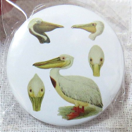 Pelicano - botton metálico P coleção naturalistas
