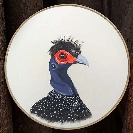 Galinha-d'angola - Pintura em Bastidor - Bordando Aves
