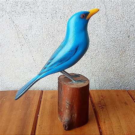 Campainha-azul - Miniatura madeira Valdeir José