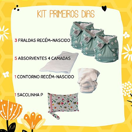 Kit primeiros dias - Fralda ecológica recém-nascido - Pul
