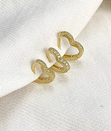Argolinha click coração cravejada P M G