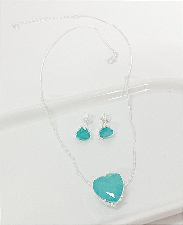 Conjunto coração fusion azul