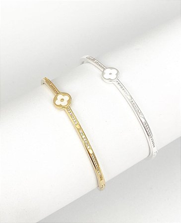 Bracelete trevo madrepérola