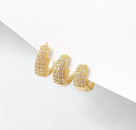 Argola click luxo cravejada P M G