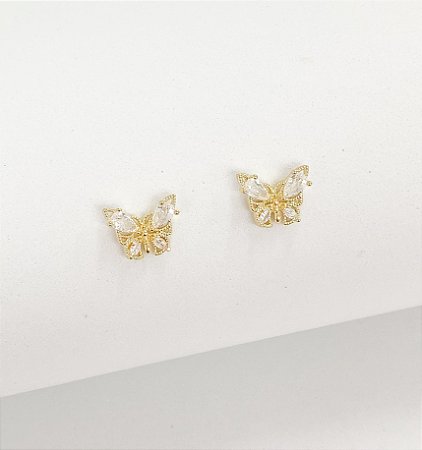 Brinco borboletinha zircônia
