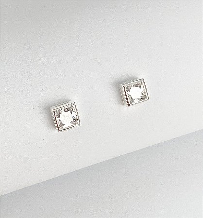 Brinco quadrado zirconia