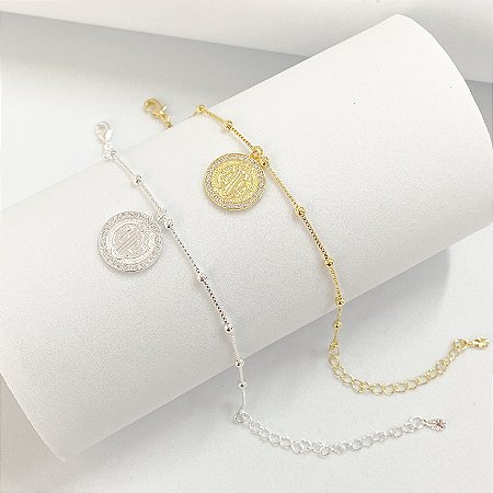 Pulseira bolinhas São Bento cravejado
