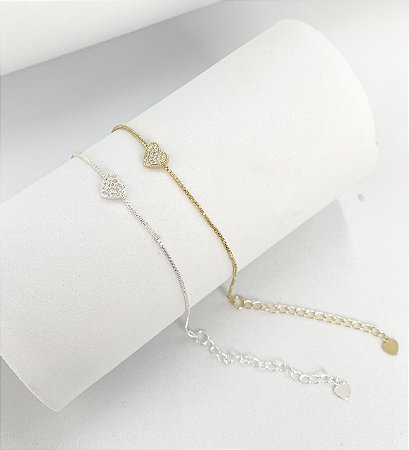 Pulseira mini coração cravejado