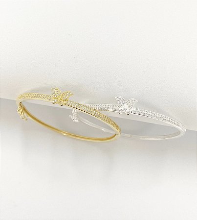 Bracelete borboleta cravejado fecho joia