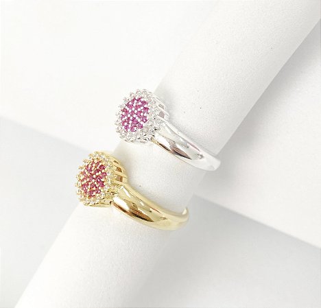 Anel esfera safira pink